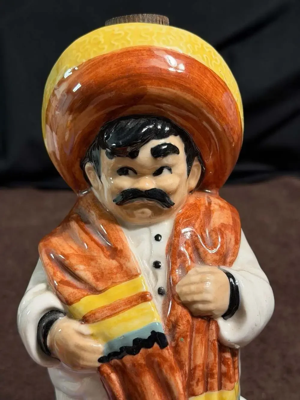 Vintage Ceramic Tequila Liquor Decanter Mexican Sombrero